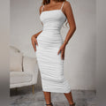 Langes Plisseekleid mit Spaghettiträgern – Bild 10 | LuxeStyle
