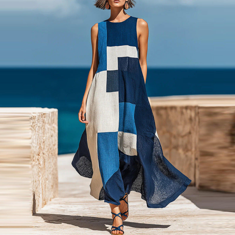 Elegantes ärmelloses Plaid-Kleid