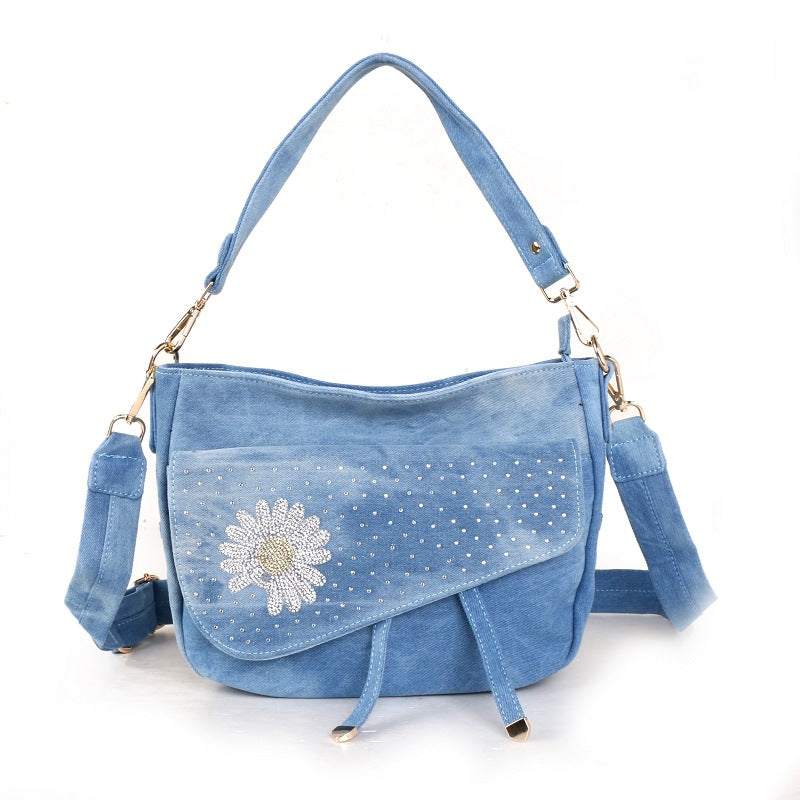 Denim-Eimertasche mit Strass – Bild 2 | LuxeStyle