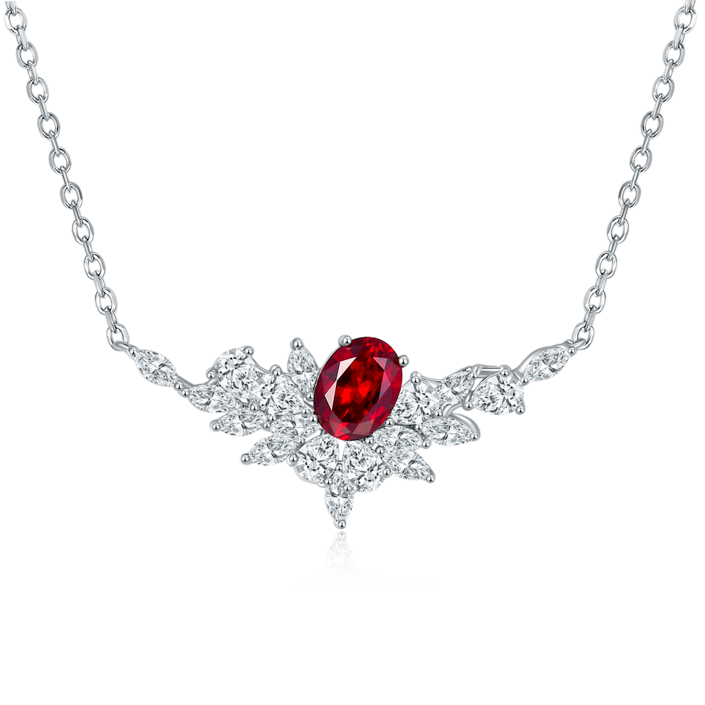 Edelstein-Halskette «Rubin & Saphir» · 925 Silber