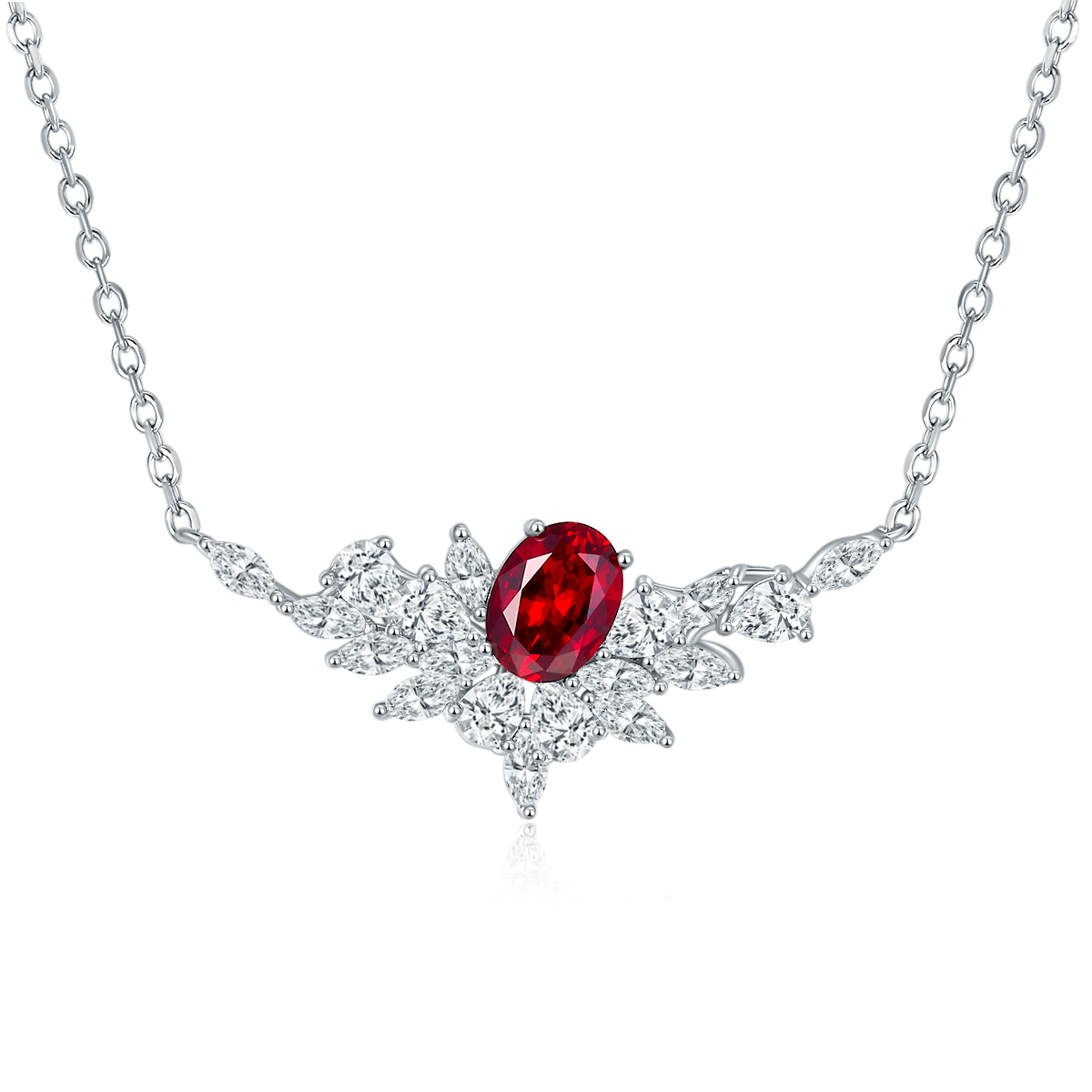Edelstein-Halskette «Rubin & Saphir» · 925 Silber