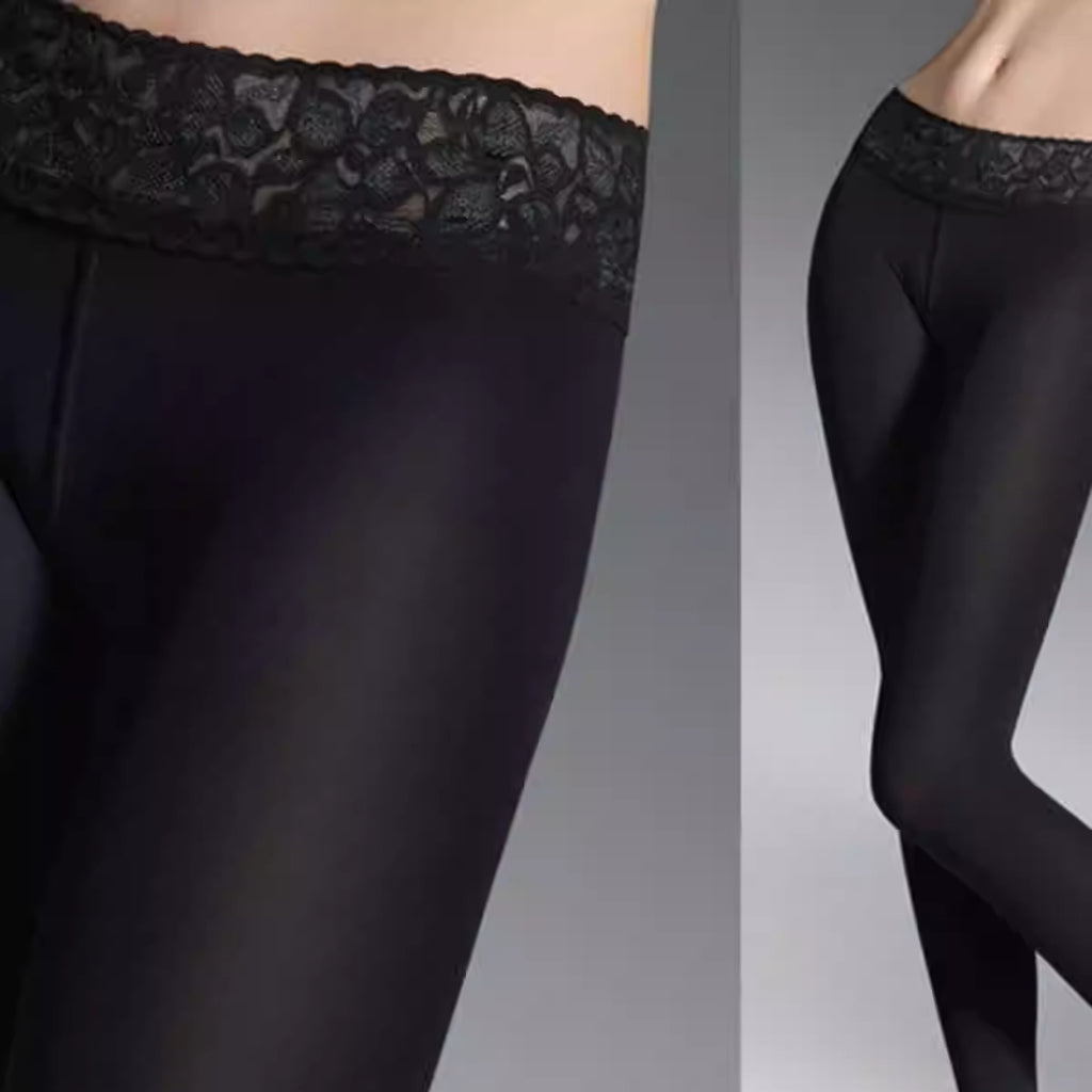 Leggings mit Spitzenbund und Daunenfüllung