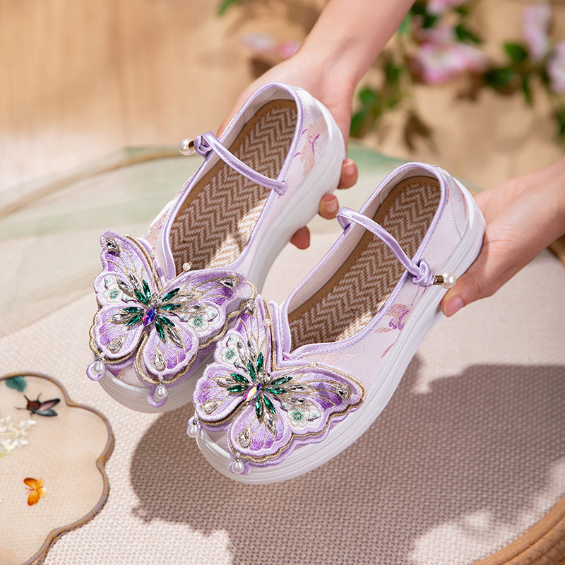 3D Schmetterling Mary Jane Plateau-Schuhe