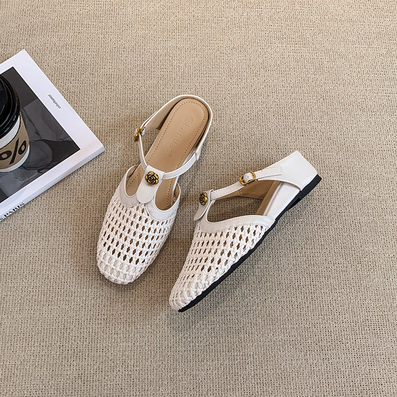 Gewebte Zehensteg-Sandalen mit Schnallen – Bild 3 | LuxeStyle