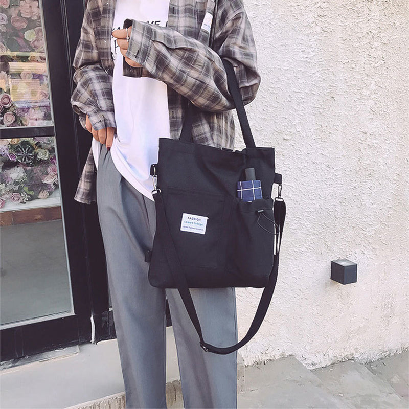 Harajuku Canvas Rucksack mit vielen Fächern