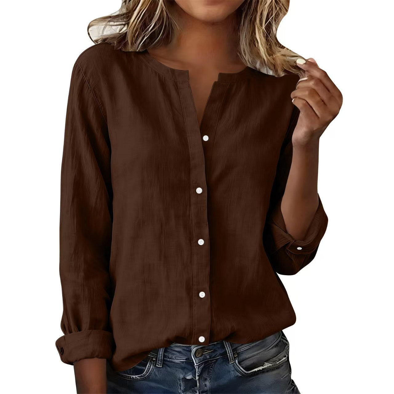 Bambus-Viskose Stehkragen-Shirt für Damen