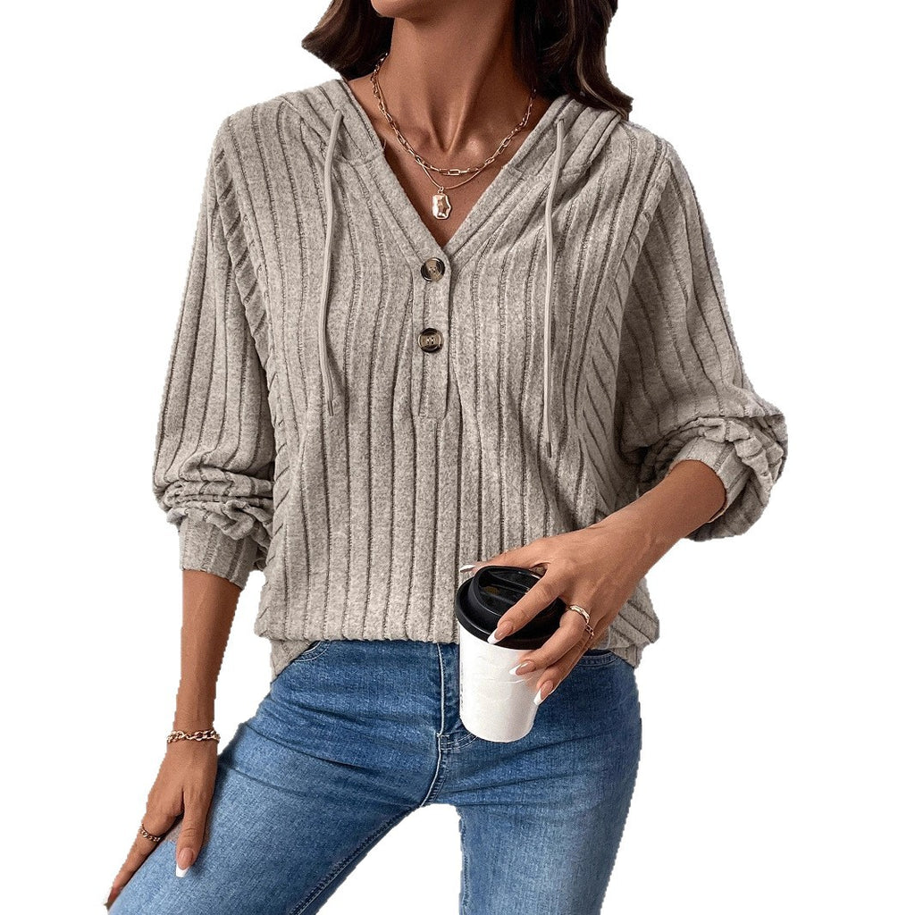 Gerippter Damen Hoodie in Unifarben