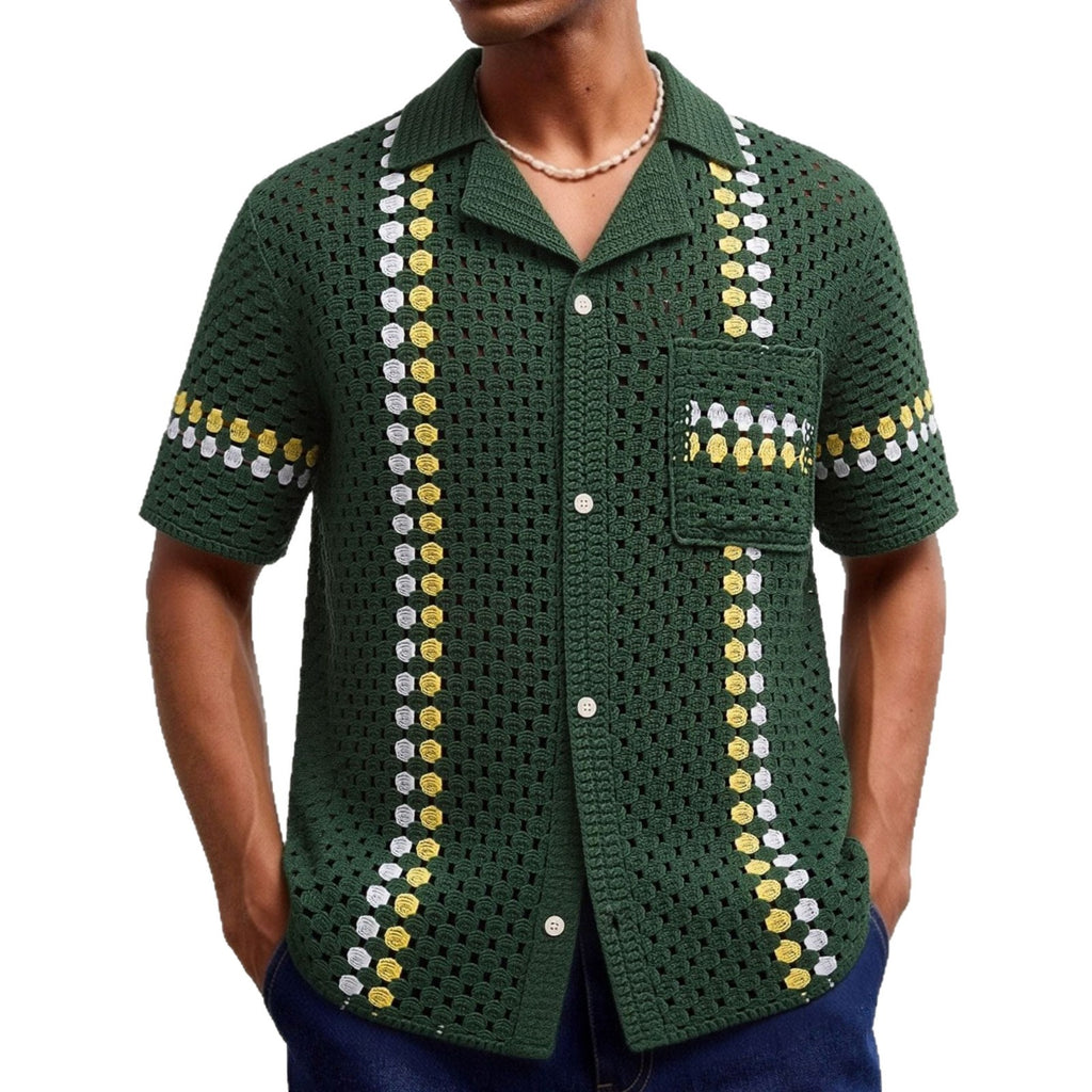 Herren Strickpullover mit Häkelmuster – Ansicht 6