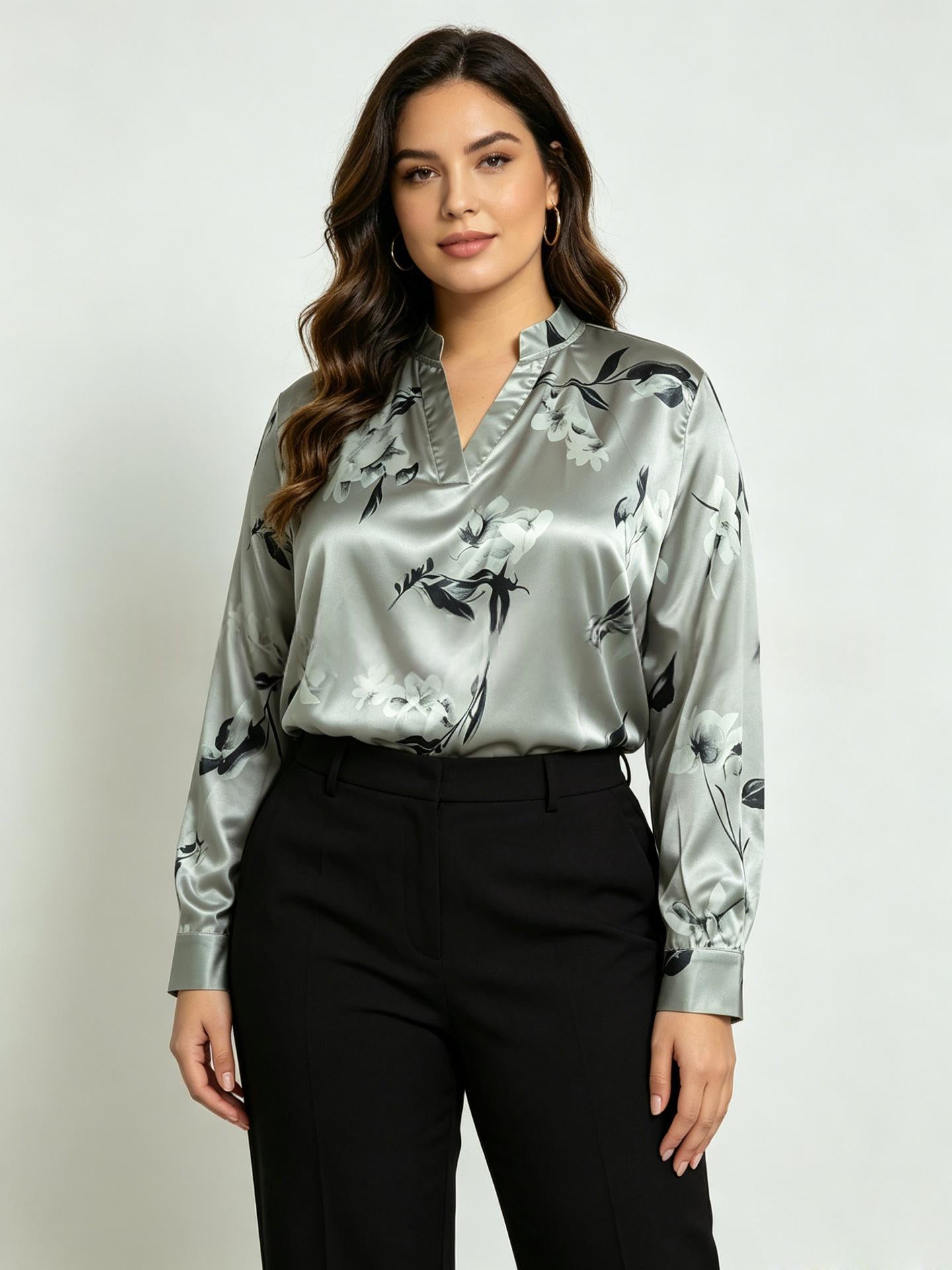 Elegante Langarm-Bluse mit Blumenmuster