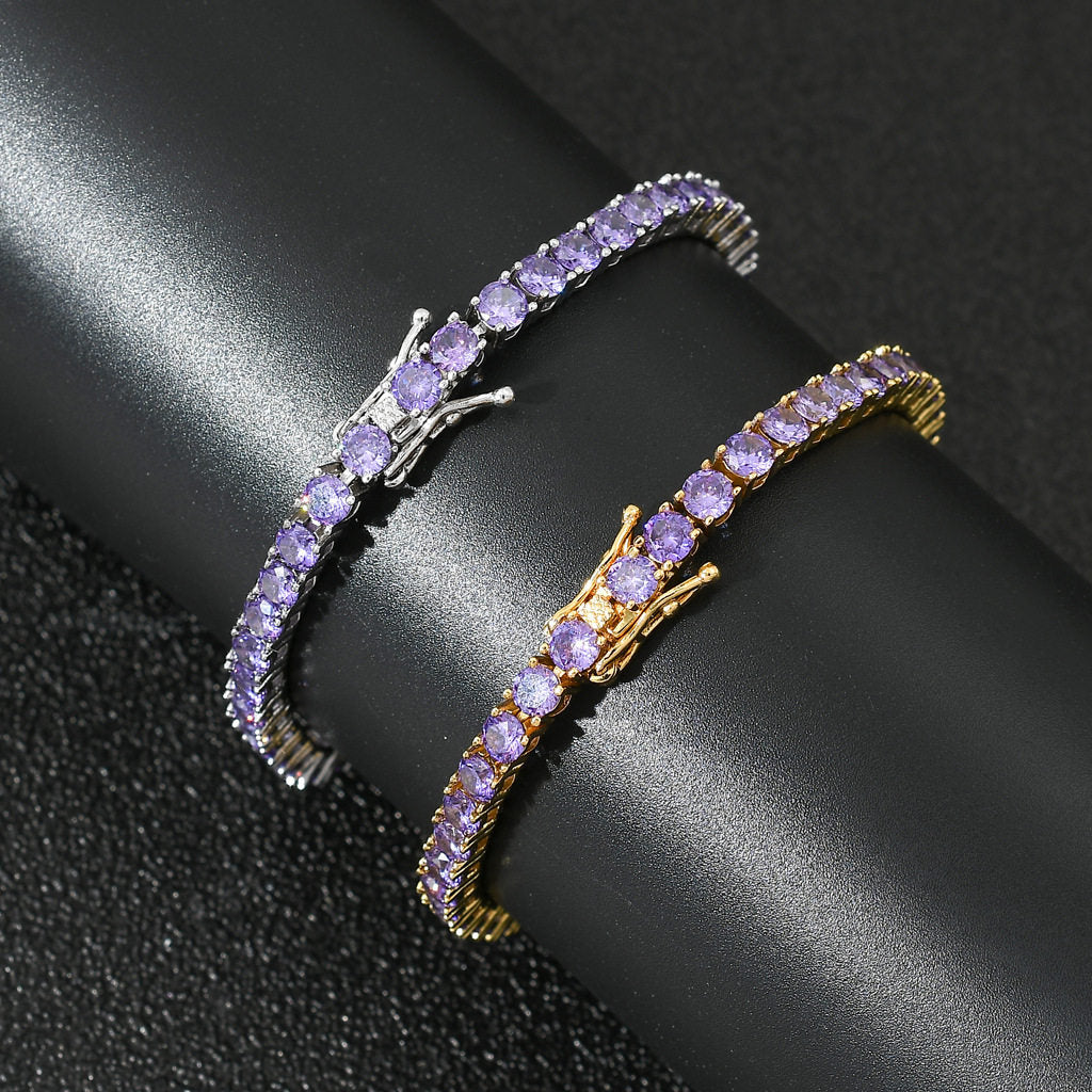 Tennis-Armband mit 4mm lila Zirkonia