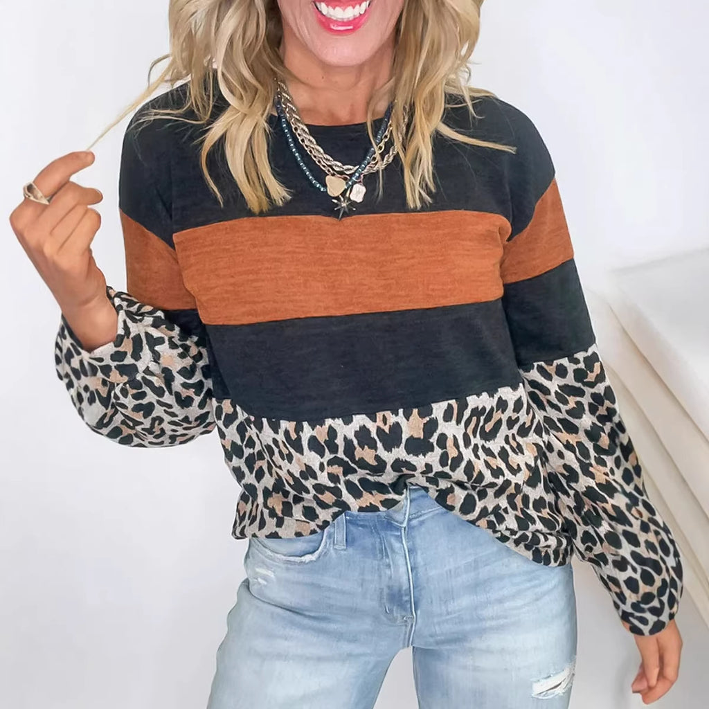 Lässiges Color-Block Sweatshirt mit Rundhals
