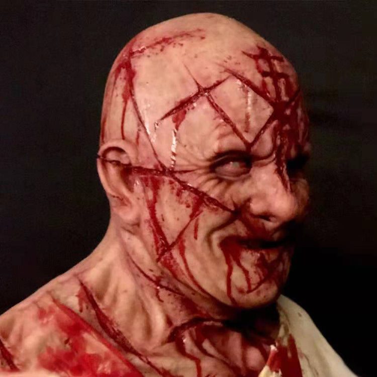 Horror-Maske Glatzkopf mit Blutnarben – Ansicht 2