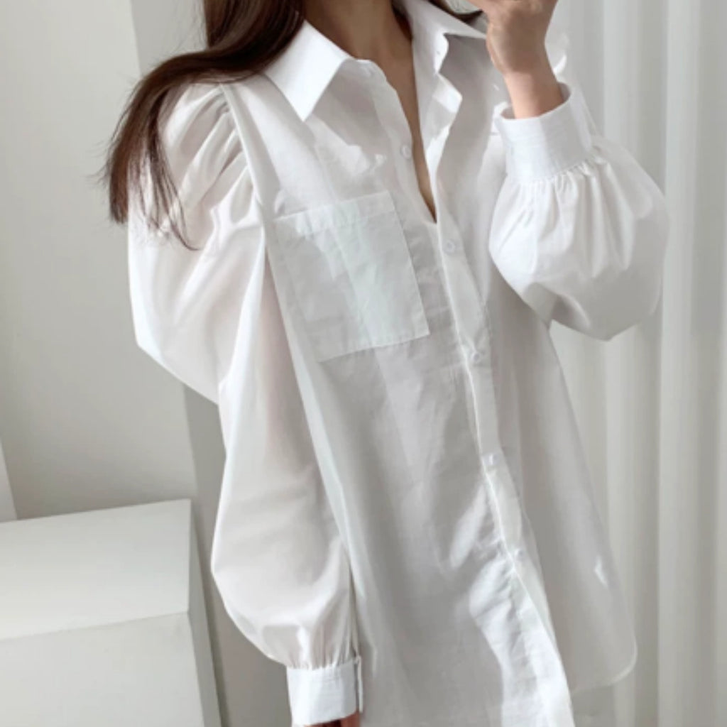 Plissiertes Langarm-Shirt mit Bubi-Ärmeln