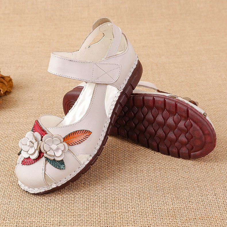 Flache Sandalen aus echtem Leder