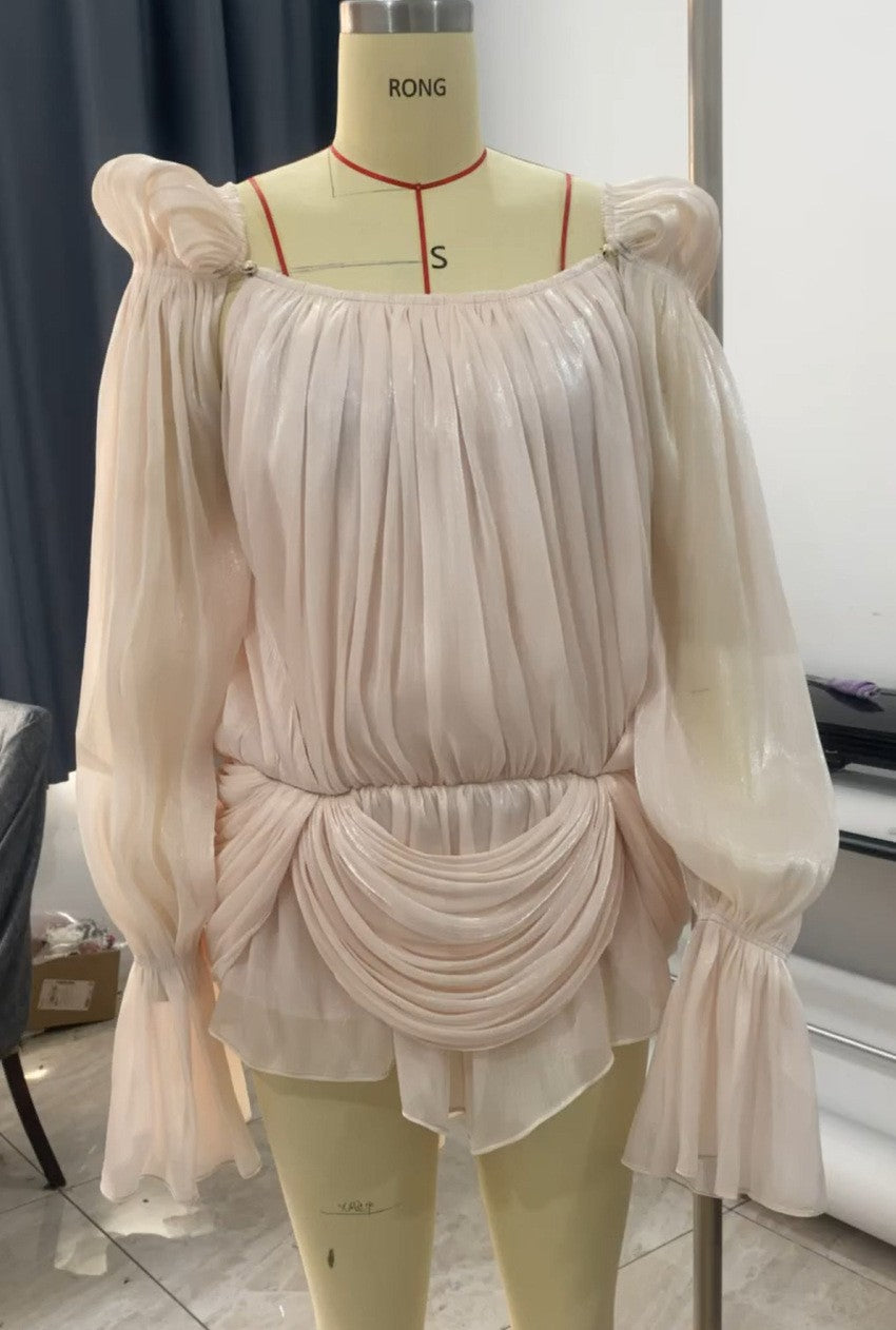 Off-Shoulder Kleid mit Laternenärmeln – Bild 7 | LuxeStyle