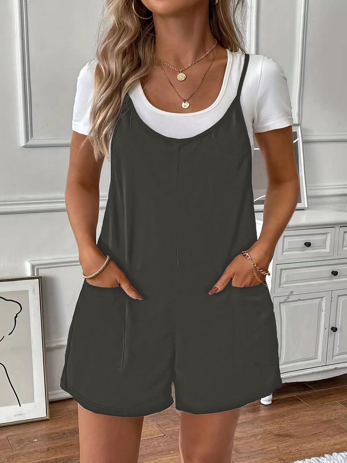 Overall-Playsuit mit Spaghettiträgern