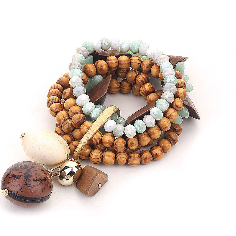 Handgemachtes mehrlagiges Holzperlenarmband – Bild 2 | LuxeStyle