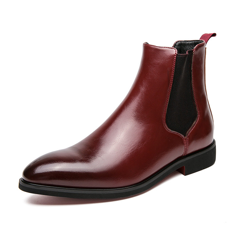 Herren Business High-Top Stiefel aus rotem Leder
