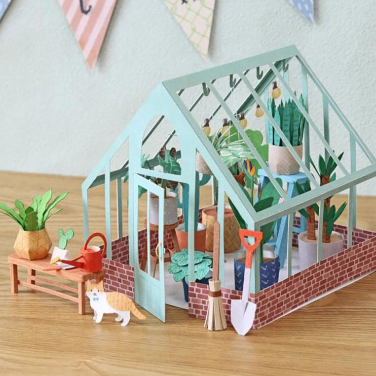 Miniatur-Gewächshaus 3D-Papiermodell zum Selberbauen