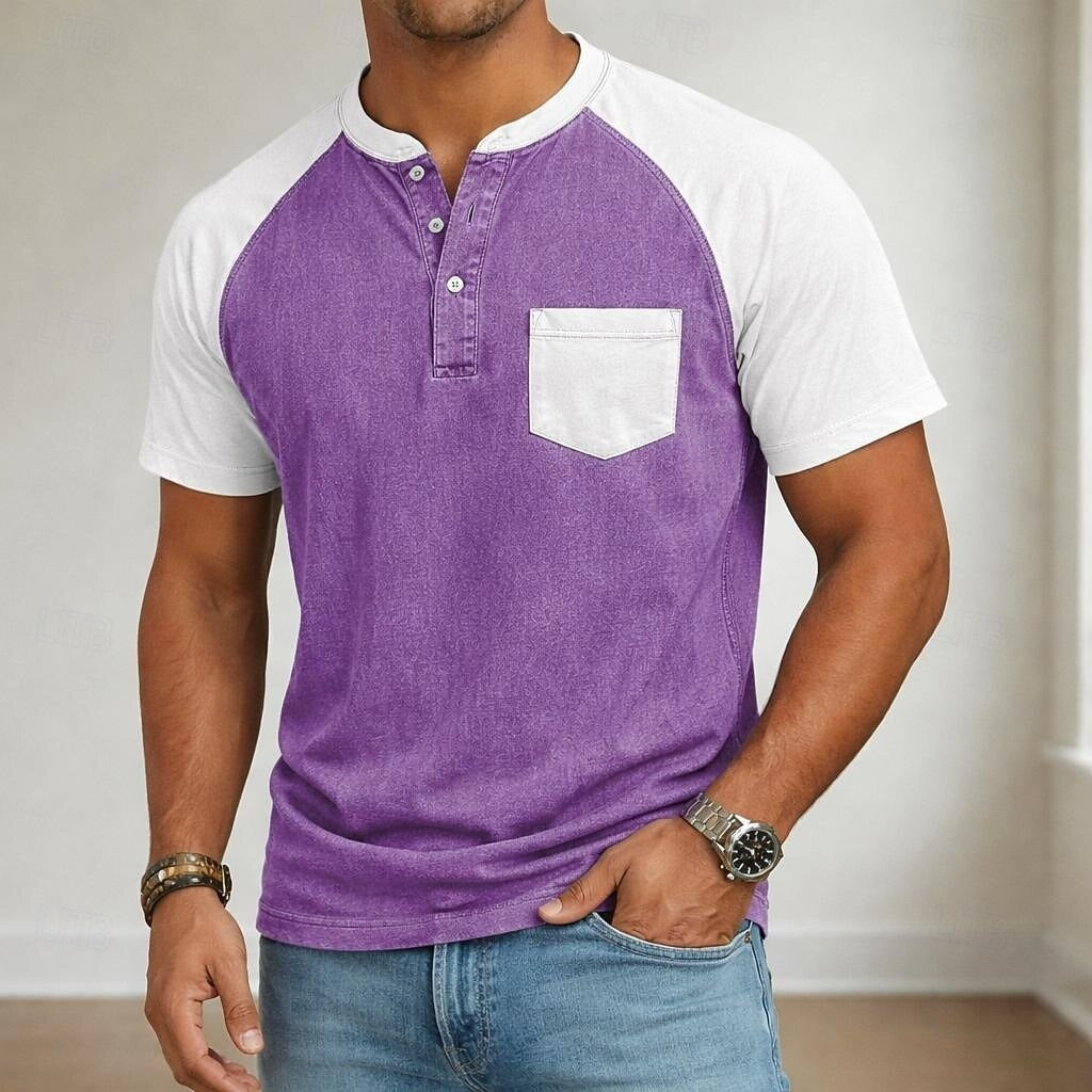 Polo-Shirt mit Henley-Kragen für Herren