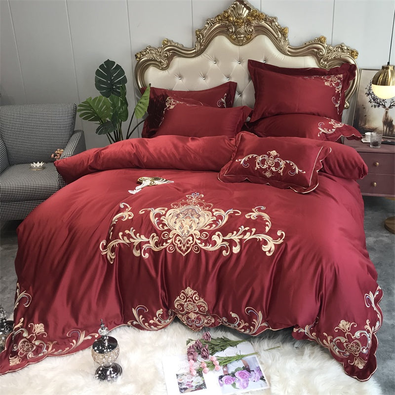 4-teiliges Hochzeitsbettwäsche-Set mit Stickerei – Bild 5 | LuxeStyle