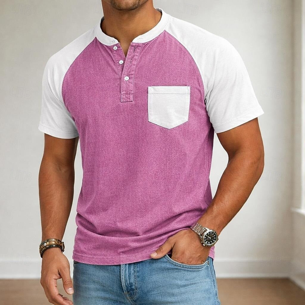 Polo-Shirt mit Henley-Kragen für Herren