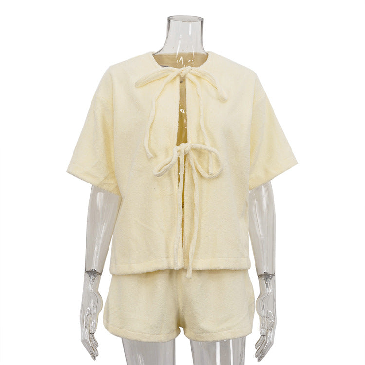 Frottee Loungewear Set mit Shorts