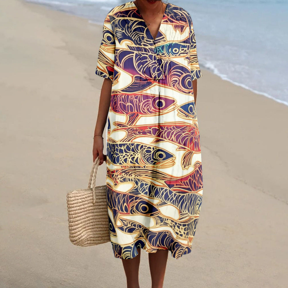 Retro Maxikleid mit Blumenmuster – Bild 5 | LuxeStyle