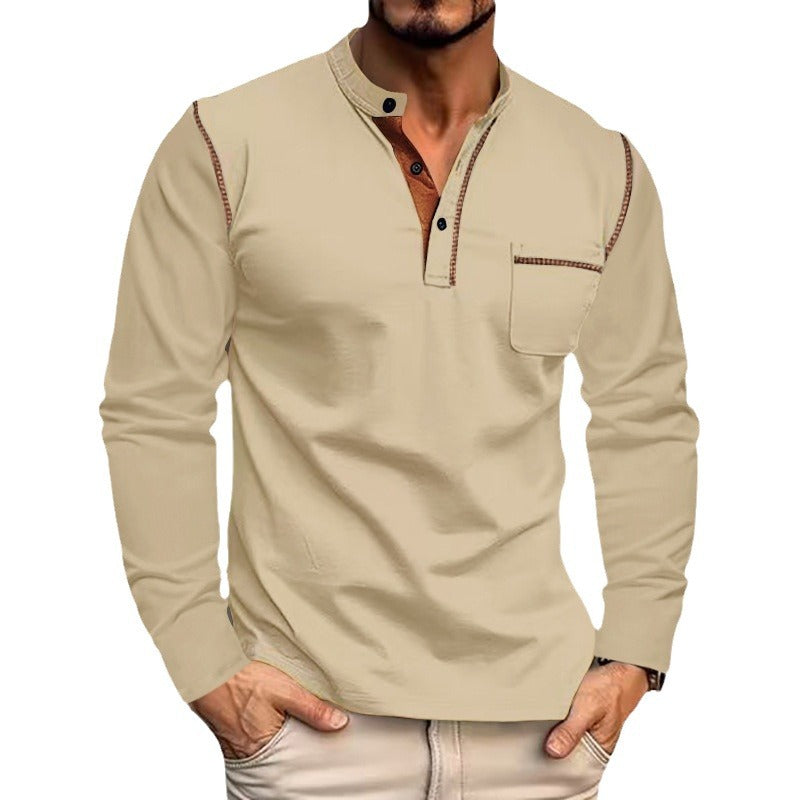 Langärmliges Polo-Shirt mit Standkragen – Bild 6 | LuxeStyle