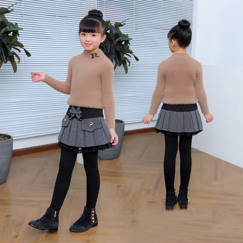 Gefütterte Leggings mit Schleife für Mädchen