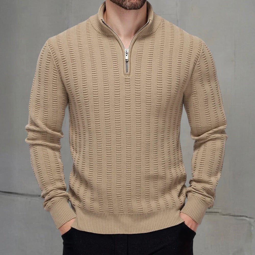 Herren Strickpullover mit Reissverschluss und Stehkragen