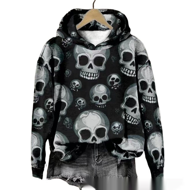 Halloween Kapuzenpullover mit Totenkopf-Print