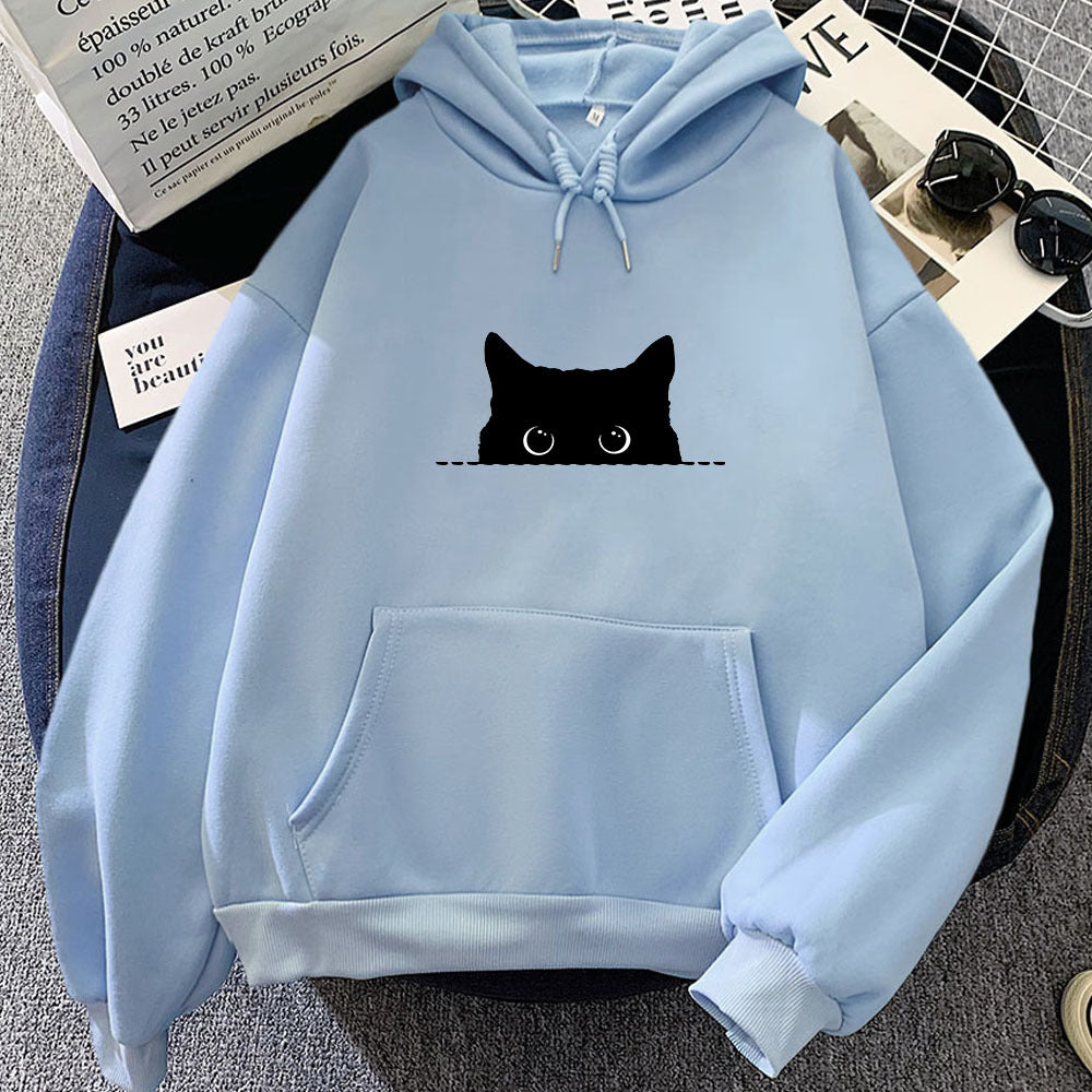 Geometrisches Katzenmuster Hoodie Damen