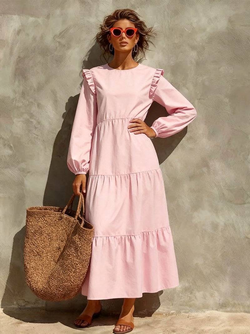 Kleid mit langen Ärmeln und Rundhalsausschnitt – Bild 2 | LuxeStyle