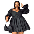 Casual A-Linien Minikleid mit Laternenärmeln