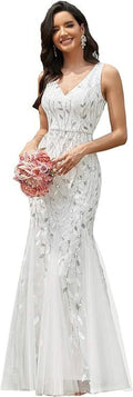 Formelles Paillettenkleid mit Doppel-V-Halsausschnitt – Bild 21 | LuxeStyle