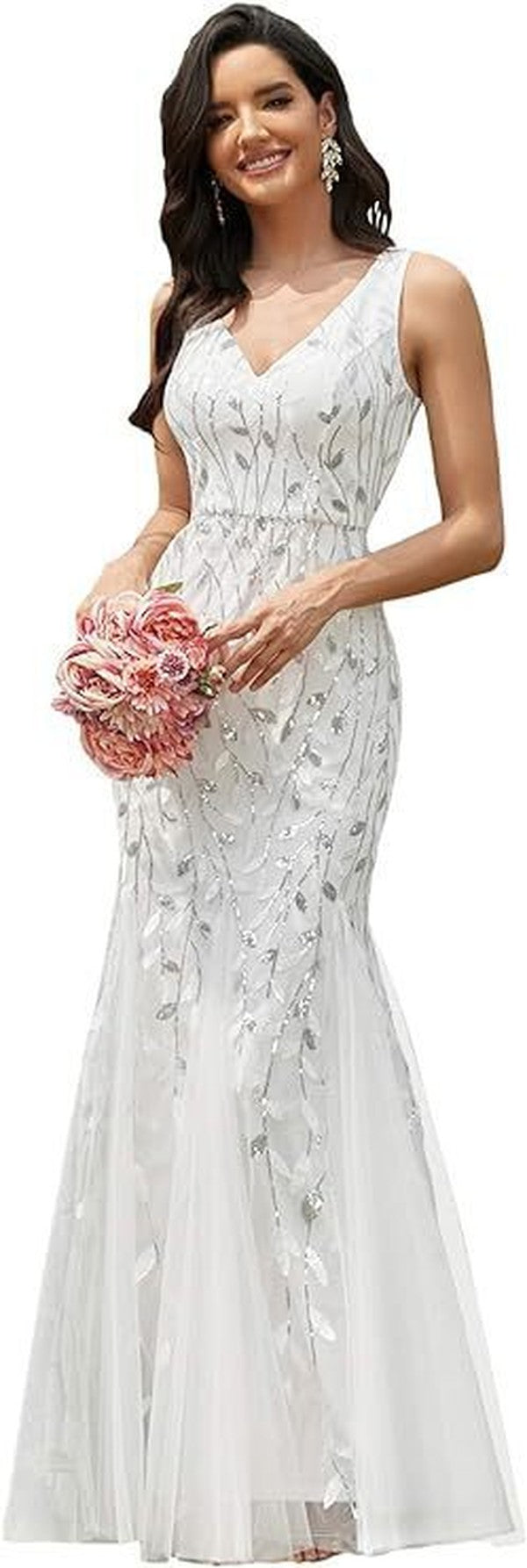 Formelles Paillettenkleid mit Doppel-V-Halsausschnitt – Bild 21 | LuxeStyle