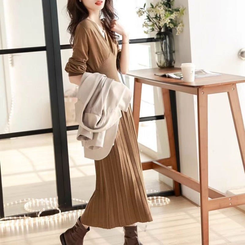 Elegantes V-Ausschnitt Kleid