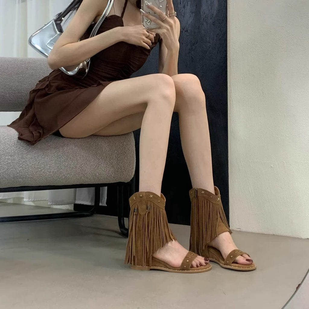 Designer-Roman Sandalen mit Ziersteppnähten