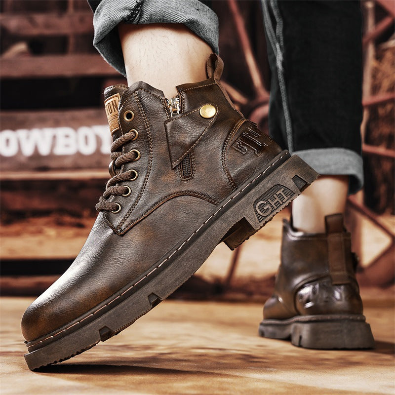 Retro Motorradstiefel aus Leder mit Reissverschluss – Bild 2 | LuxeStyle
