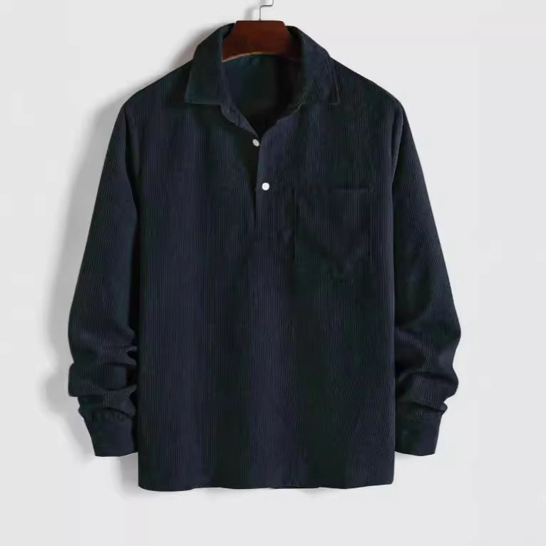 Männerlangarmshirt Cord Aprikose – Bild 4 | LuxeStyle