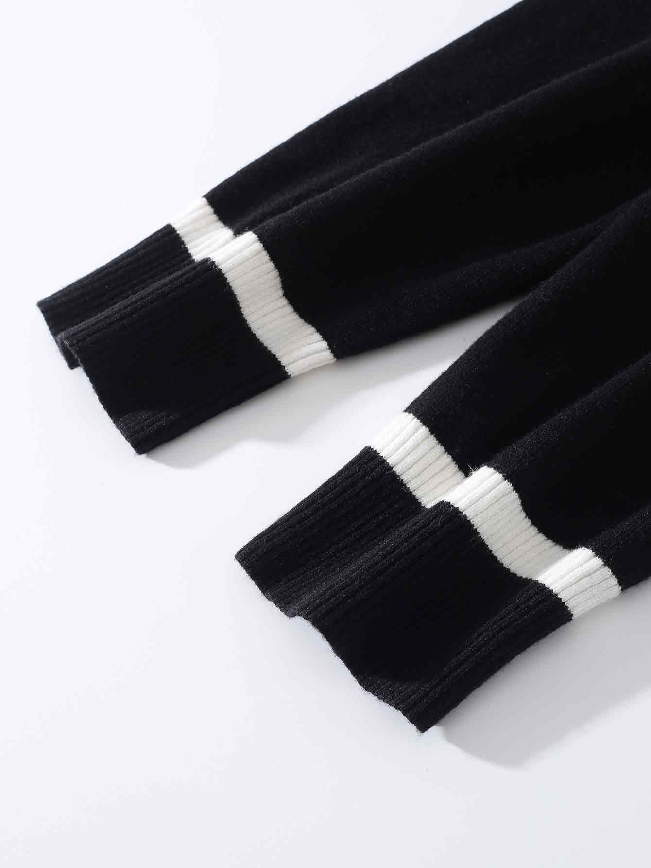 V-Ausschnitt Strickjacke mit Streifen