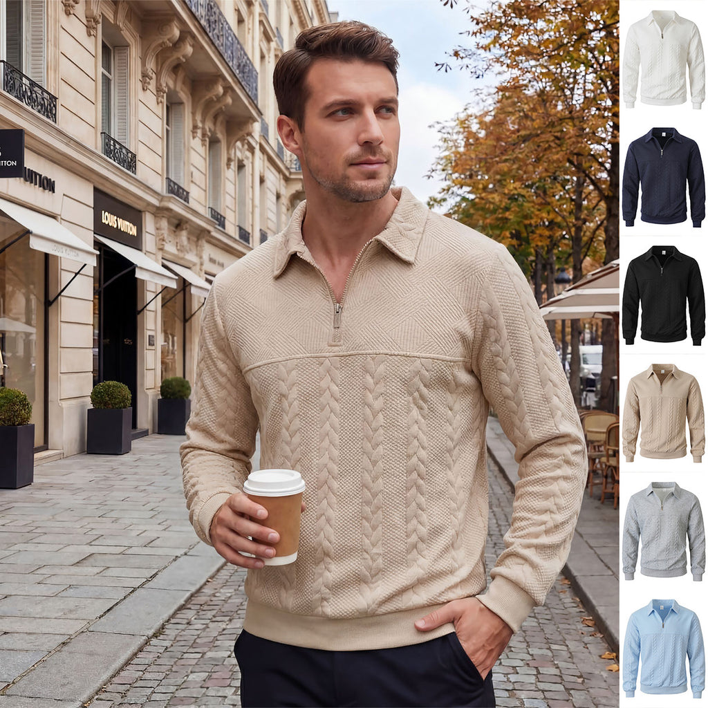Jacquard Patchwork Half-Zip Polo-Shirt – Bild 9 | LuxeStyle