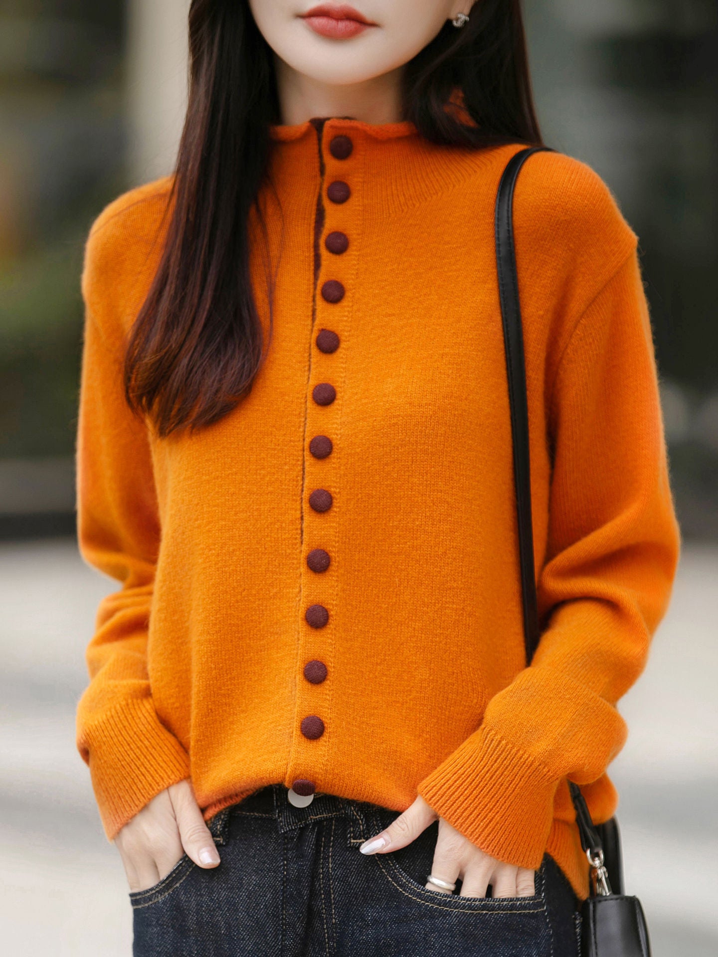 Color-Block Strick-Cardigan im Old Money Stil