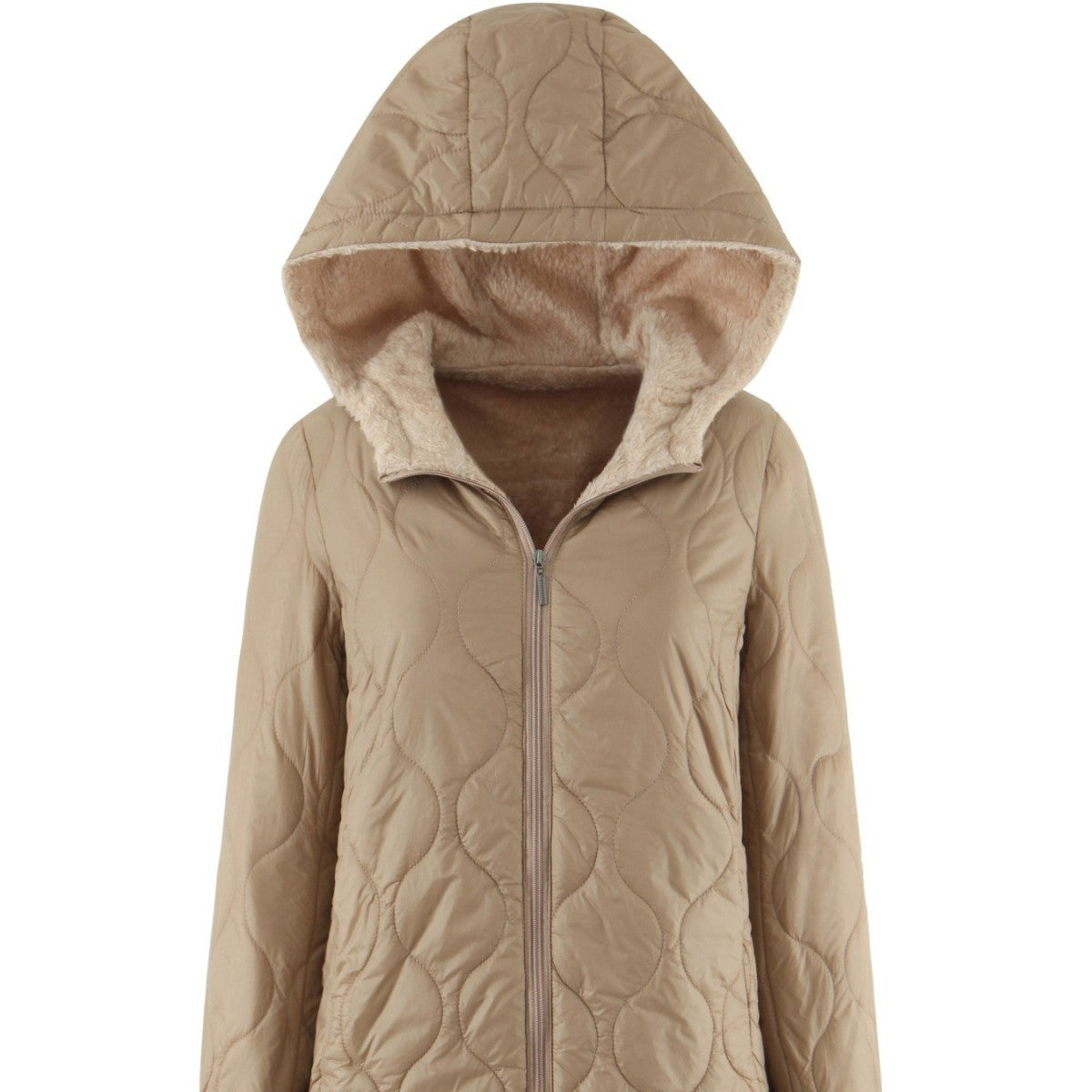 Mid‑Length Daunenmantel mit Fleece‑Futter – Bild 3 | LuxeStyle