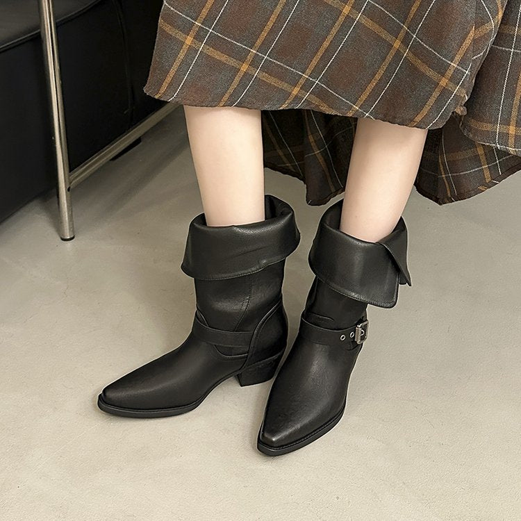 Schmale Buckle Halbschuhe mit Gepolsterte Sohle für mehr Länge