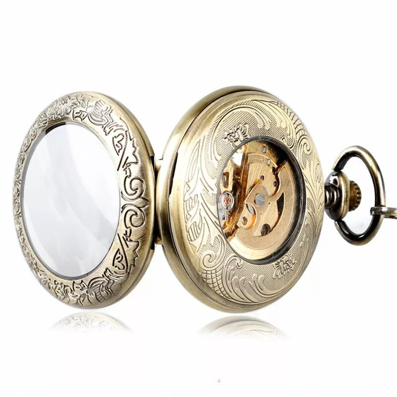 Retro Transparente Taschenuhr mit Klappdeckel – Ansicht 6
