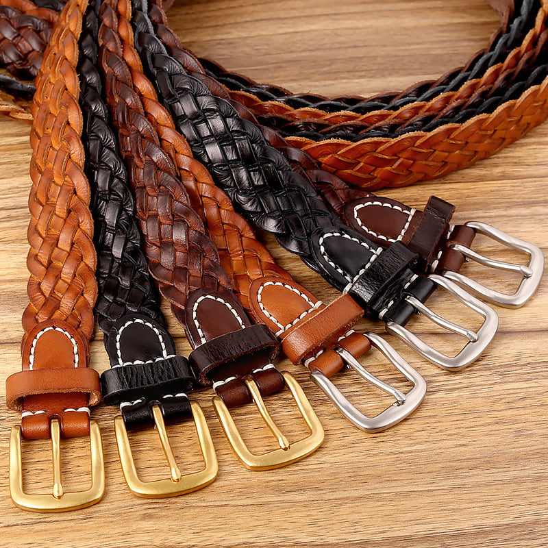 Vintage Ledergürtel handgeflochten – Ansicht 7