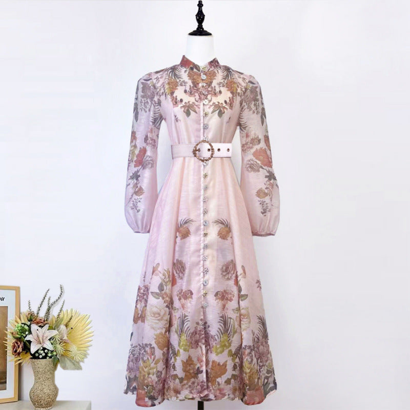 Midi-Kleid mit Stehkragen und Puffärmeln – Bild 18 | LuxeStyle