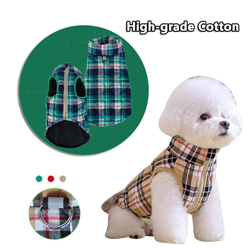 Winter-Doggenmantel mit Plaidschur und Zipper
